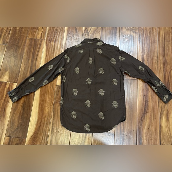 Filson brown button down men's M 5-oz woven Smokey Bear graphic print rare - Picture 4 of 7